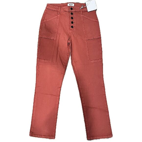 NWT Pistola High Rise Button Fly Straight Leg Denim Jeans Red Rock Size 28 - Picture 1 of 8
